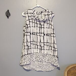 Habitat Clothes To Live In Cowl Tunic Blouse Patterned Sleeveless Top Small